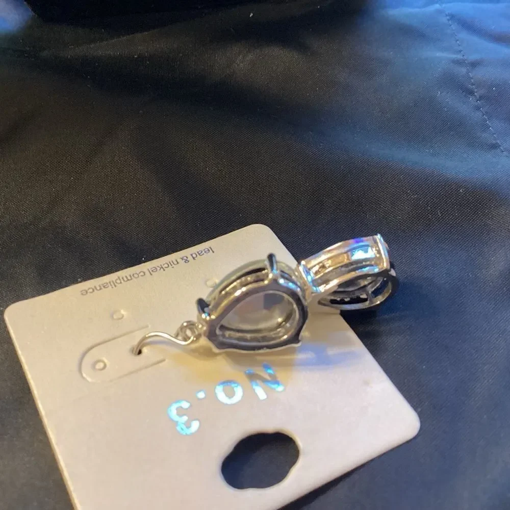 Iridescent Teardrop Earrings in Silvertone Basket Setting